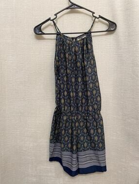 Tramp Navy and Gold Patterned Jumpsuit